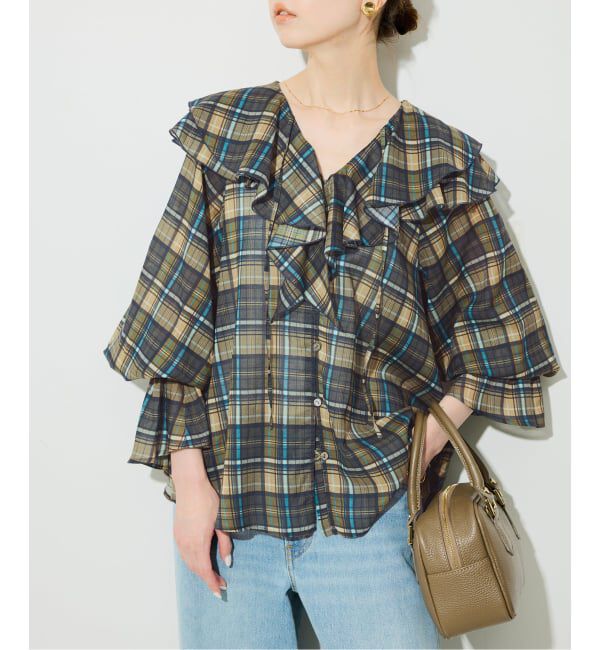 SLOBE IENA「フロントスキッパーラッフルブラウス」|シャツ・ブラウス|
