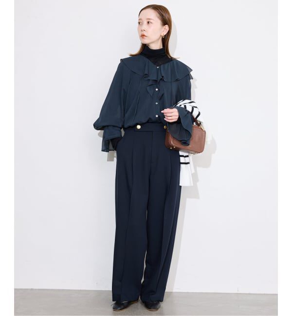 SLOBE IENA「フロントスキッパーラッフルブラウス」|シャツ・ブラウス|