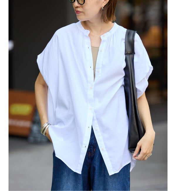 SLOBE IENA「《WEB・一部店舗限定/追加》レーヨンボイルバンドカラーブラウス」|シャツ・ブラウス|