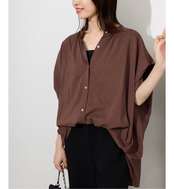 SLOBE IENA「《WEB・一部店舗限定/追加》レーヨンボイルバンドカラーブラウス」|シャツ・ブラウス|