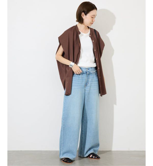 SLOBE IENA「《WEB・一部店舗限定/追加》レーヨンボイルバンドカラーブラウス」|シャツ・ブラウス|