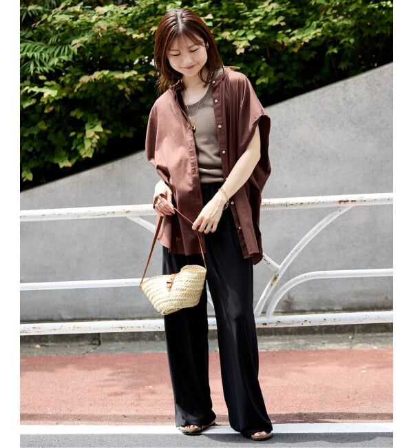 SLOBE IENA「《WEB・一部店舗限定/追加》レーヨンボイルバンドカラーブラウス」|シャツ・ブラウス|