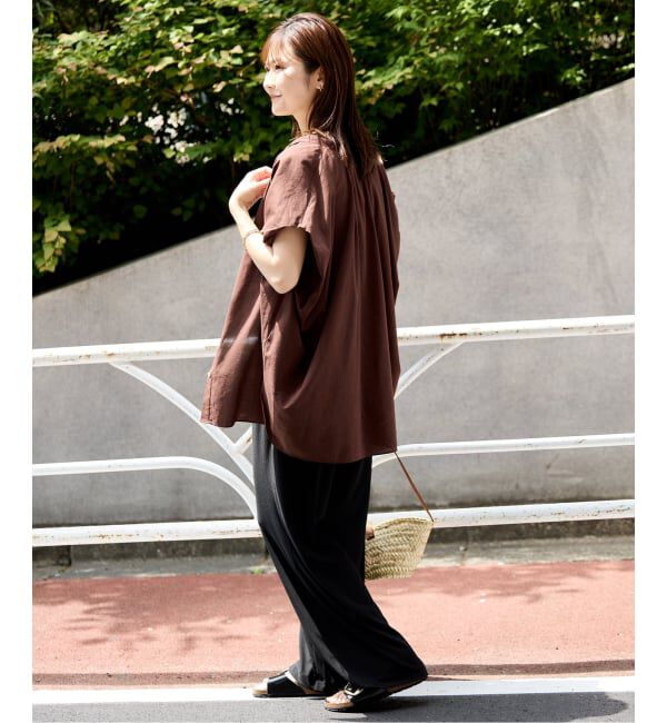 SLOBE IENA「《WEB・一部店舗限定/追加》レーヨンボイルバンドカラーブラウス」|シャツ・ブラウス|