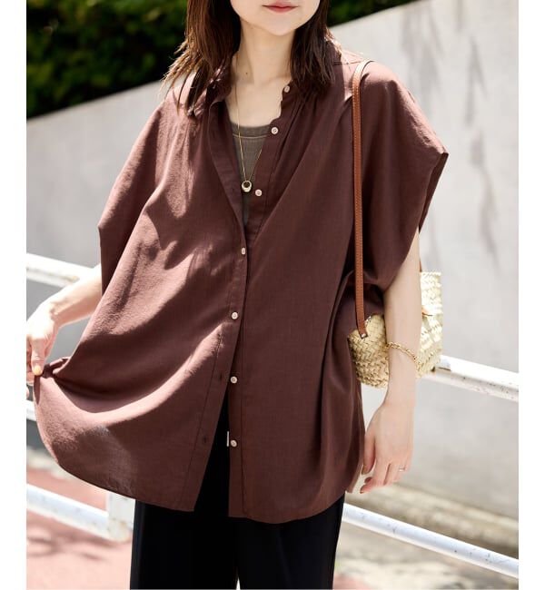 SLOBE IENA「《WEB・一部店舗限定/追加》レーヨンボイルバンドカラーブラウス」|シャツ・ブラウス|