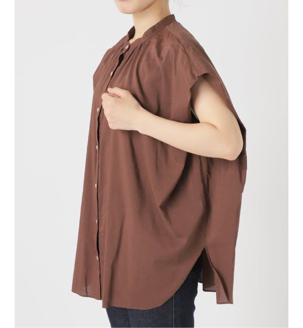 SLOBE IENA「《WEB・一部店舗限定/追加》レーヨンボイルバンドカラーブラウス」|シャツ・ブラウス|