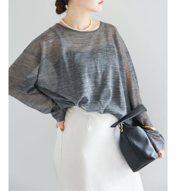 IENA「アルパカMIXシアー プルオーバー」|ニット・セーター|グレーB