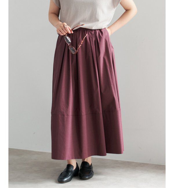 IENA「タフタトリミングスカート」|スカート|ボルドー