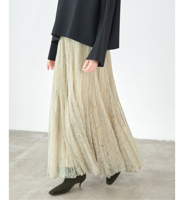 IENA「レースプリーツスカート」|スカート|ベージュ