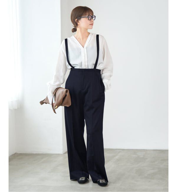 IENA「サスペンダーパンツ」|スラックス|ネイビー