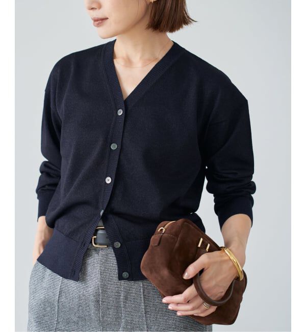 IENA「LEVITA Vネックカーディガン」|カーディガン|ネイビー