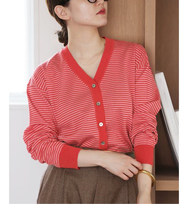 IENA「LEVITA Vネックカーディガン」|カーディガン|レッド