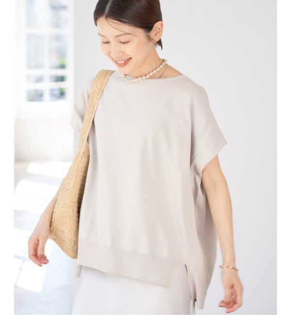 IENA「《追加6》 コットンストレッチ NEOワイドクループルオーバー」|ニット・セーター|