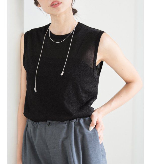 IENA「ラメ ノースリーブ」|Tシャツ・カットソー|ブラック