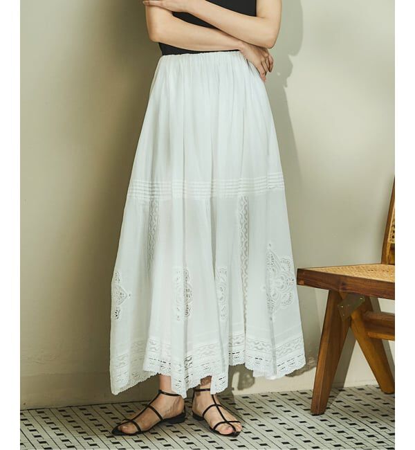 IENA「《WEB限定/追加》コットンレーススカート」|スカート|