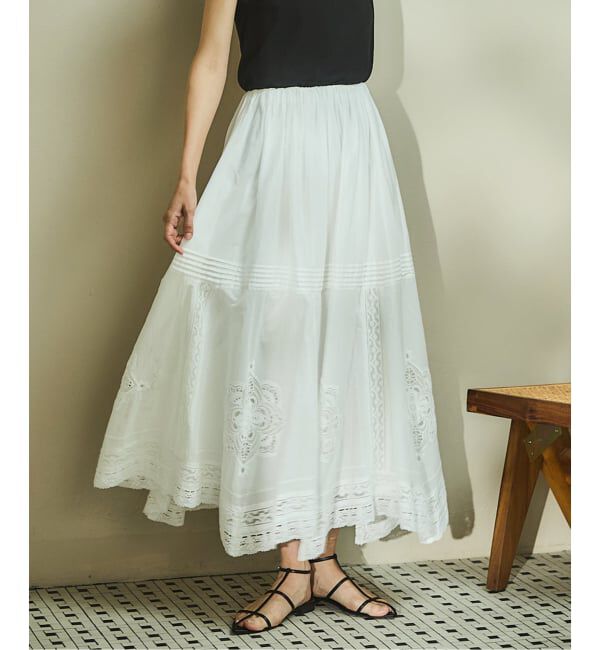 IENA「《WEB限定/追加》コットンレーススカート」|スカート|