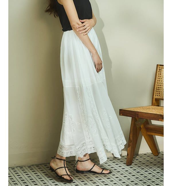 IENA「《WEB限定/追加》コットンレーススカート」|スカート|