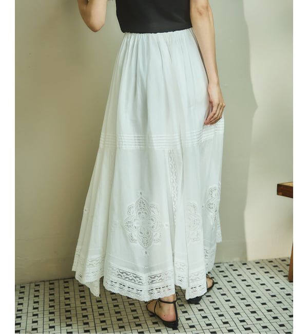 IENA「《WEB限定/追加》コットンレーススカート」|スカート|