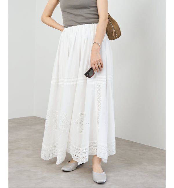 IENA「《WEB限定/追加》コットンレーススカート」|スカート|