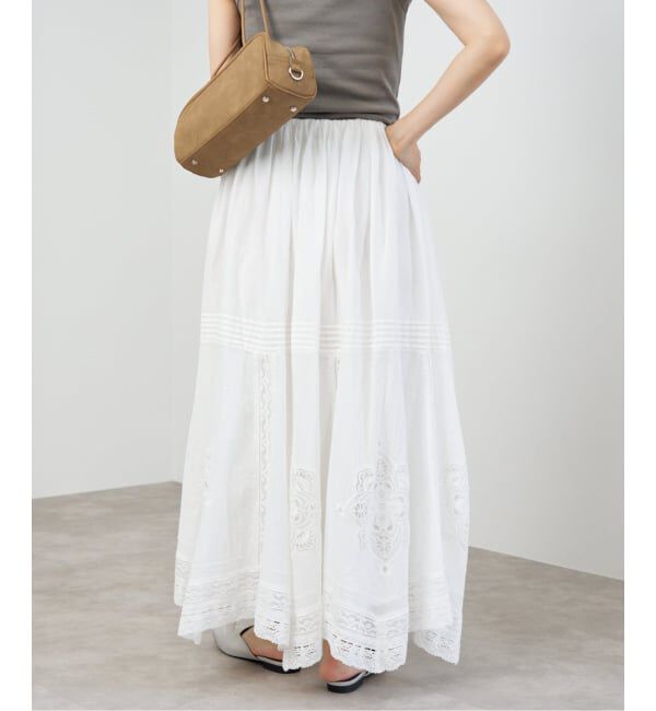 IENA「《WEB限定/追加》コットンレーススカート」|スカート|