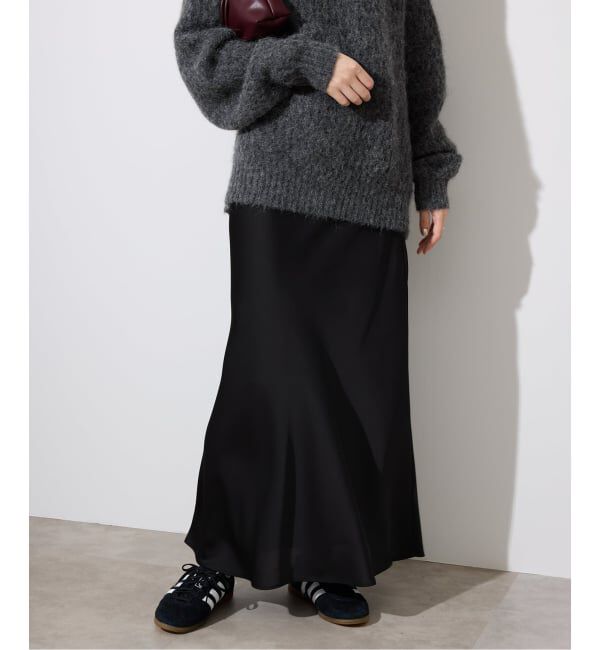 SLOBE IENA「サテンナロースカート」|スカート|ブラック