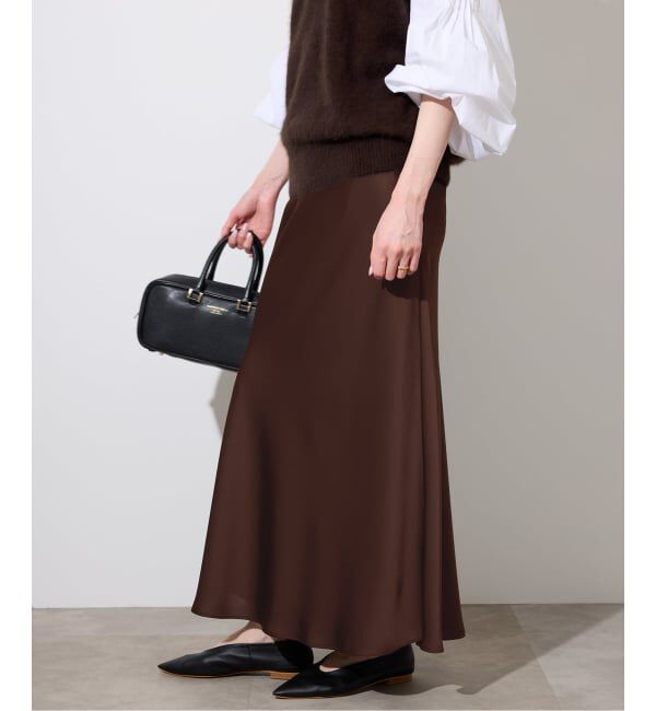 SLOBE IENA「サテンナロースカート」|スカート|ブラウン