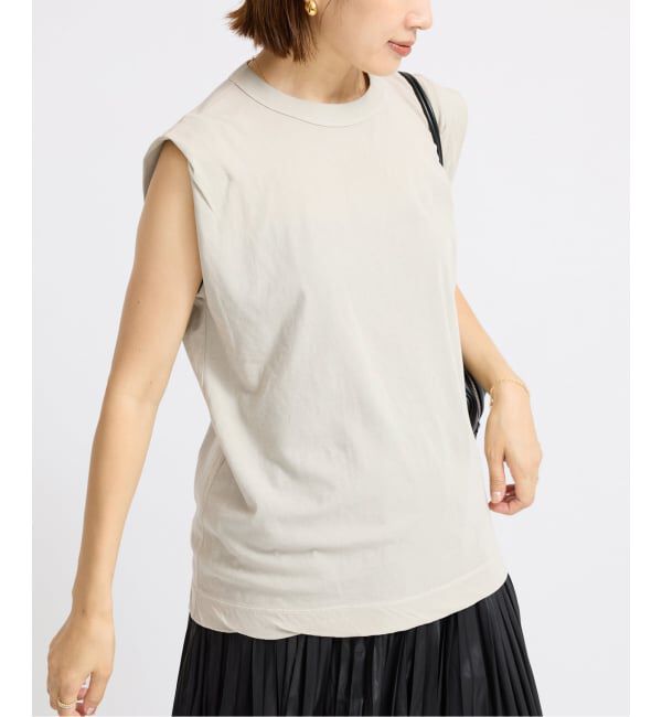 IENA「《追加》ATON/エイトン FRESCA SINGLE JERSEY ノースリーブ」|Tシャツ・カットソー|ベージュ