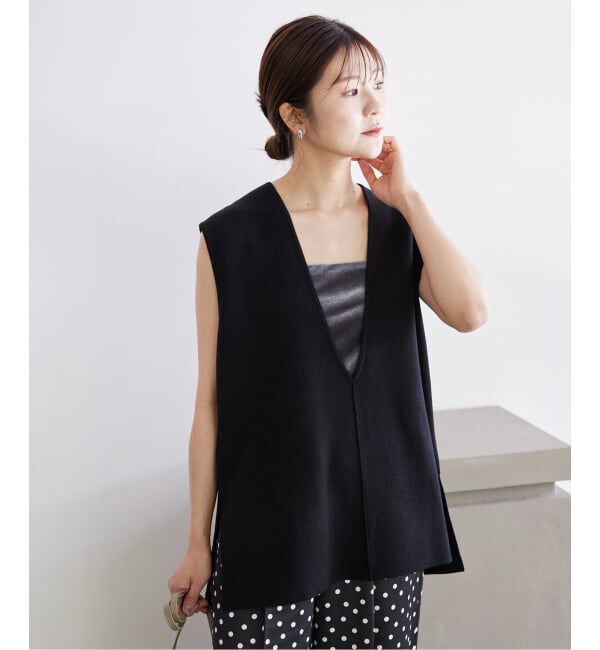 SLOBE IENA「《WEB限定/追加2》ダブルフェイスニットベスト」|ベスト・ジレ|