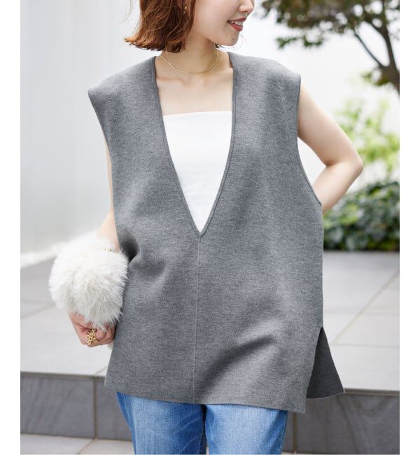 SLOBE IENA「《WEB限定/追加2》ダブルフェイスニットベスト」|ベスト・ジレ|