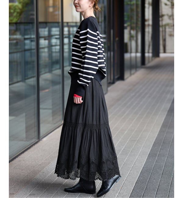 SLOBE IENA「《WEB限定/追加予約》コットンボイルケミカルレーススカート」|スカート|