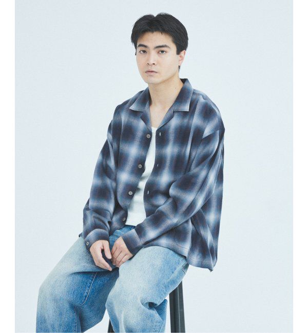 J.S.Homestead「J.S.Homestead / リラックス オンブレ オープン カラー シャツ」|シャツ・ブラウス|