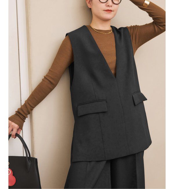 Spick and Span「TWカルゼVネックベスト」|その他|ブラック