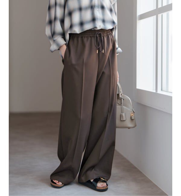 Spick and Span「《手洗い可》P/Wイージースラックスパンツ」|スラックス|ブラウン