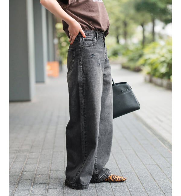 Spick and Span「5 1/2 BAGGY DENIM (Black）」|デニム|