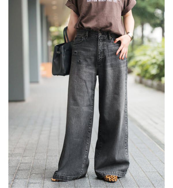 Spick and Span「5 1/2 BAGGY DENIM (Black）」|デニム|