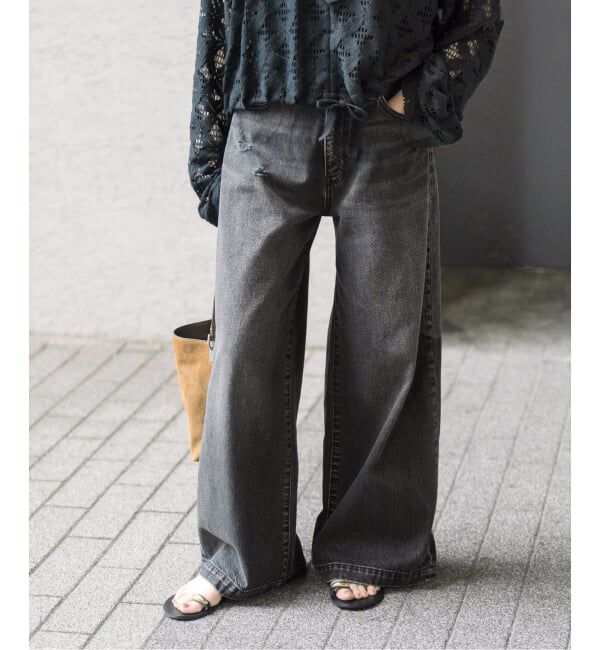 Spick and Span「5 1/2 BAGGY DENIM (Black）」|デニム|