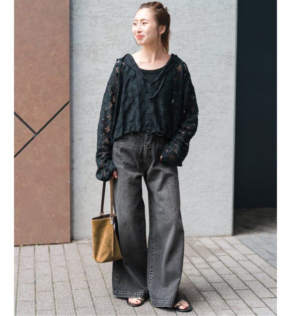 Spick and Span「5 1/2 BAGGY DENIM (Black）」|デニム|