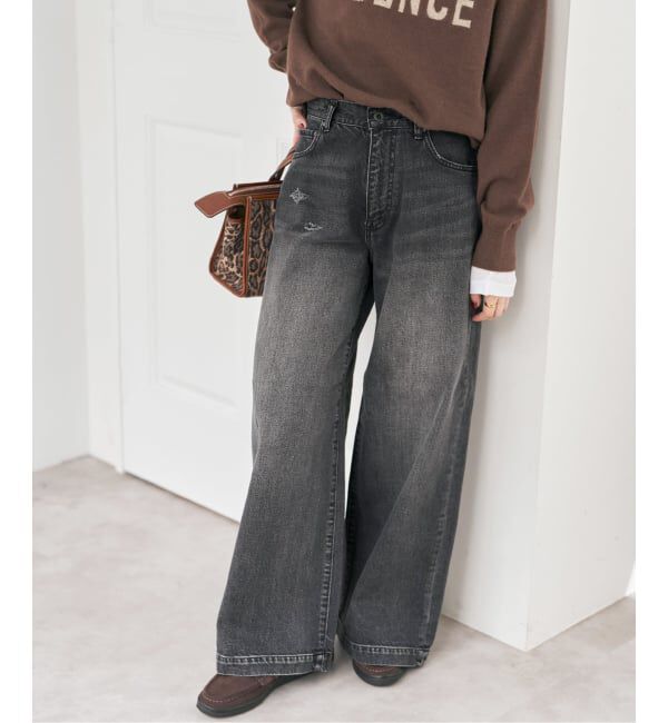 Spick and Span「5 1/2 BAGGY DENIM (Black）」|デニム|