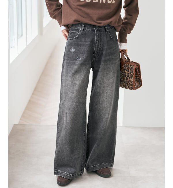 Spick and Span「5 1/2 BAGGY DENIM (Black）」|デニム|