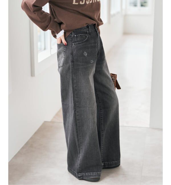 Spick and Span「5 1/2 BAGGY DENIM (Black）」|デニム|