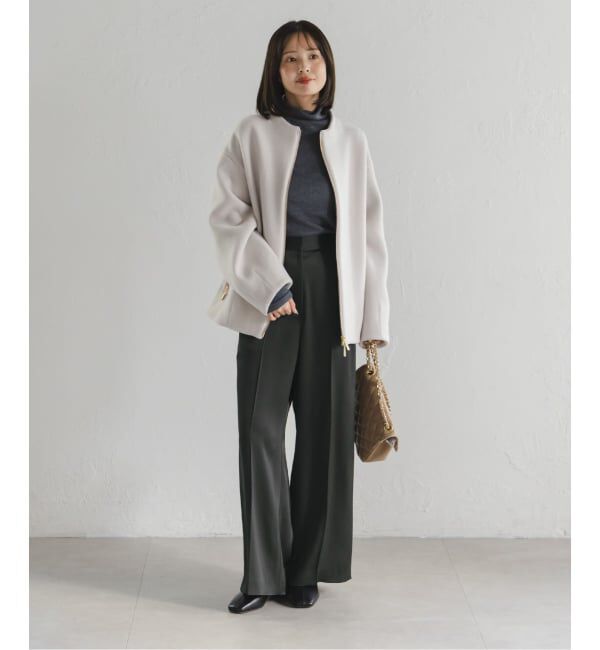 NOBLE「《追加》【洗える】ルナサテンベルテッドパンツ」|スラックス|