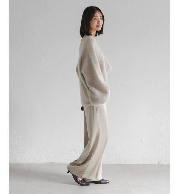 NOBLE「《追加》【洗える】ルナサテンベルテッドパンツ」|スラックス|