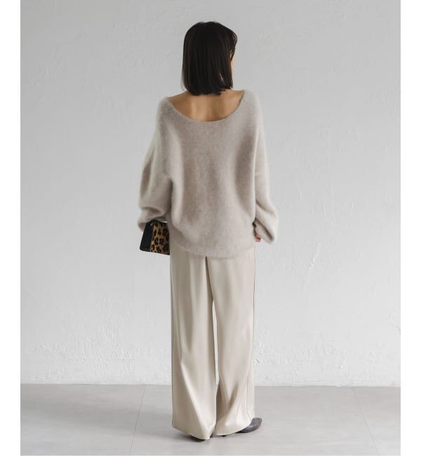 NOBLE「《追加》【洗える】ルナサテンベルテッドパンツ」|スラックス|