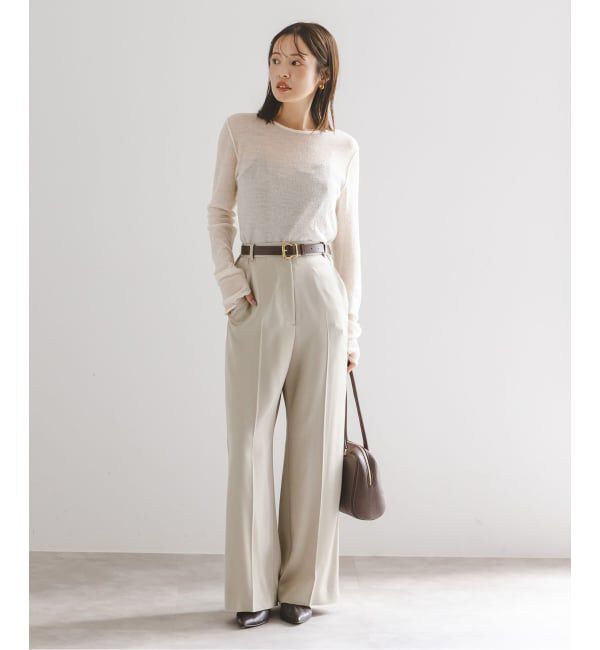 NOBLE「《追加》【洗える】ルナサテンベルテッドパンツ」|スラックス|