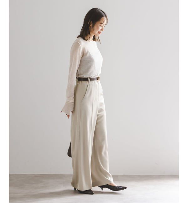 NOBLE「《追加》【洗える】ルナサテンベルテッドパンツ」|スラックス|