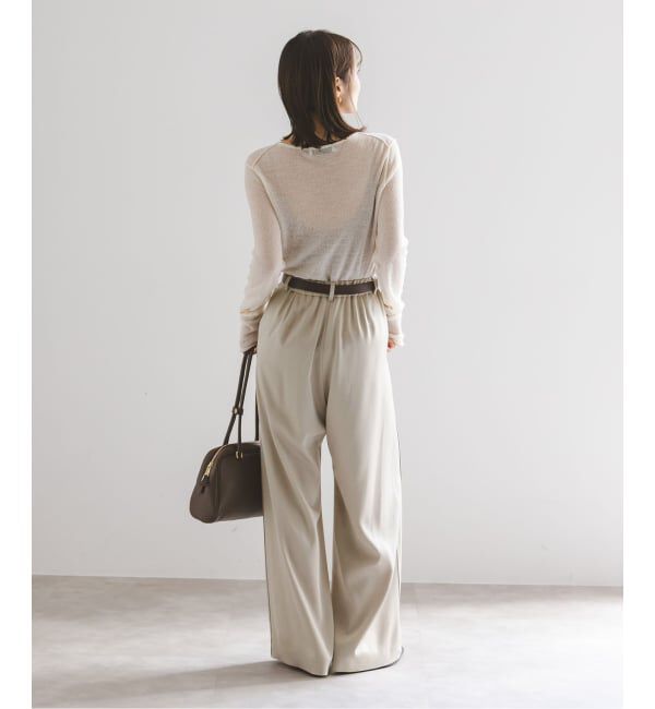 NOBLE「《追加》【洗える】ルナサテンベルテッドパンツ」|スラックス|