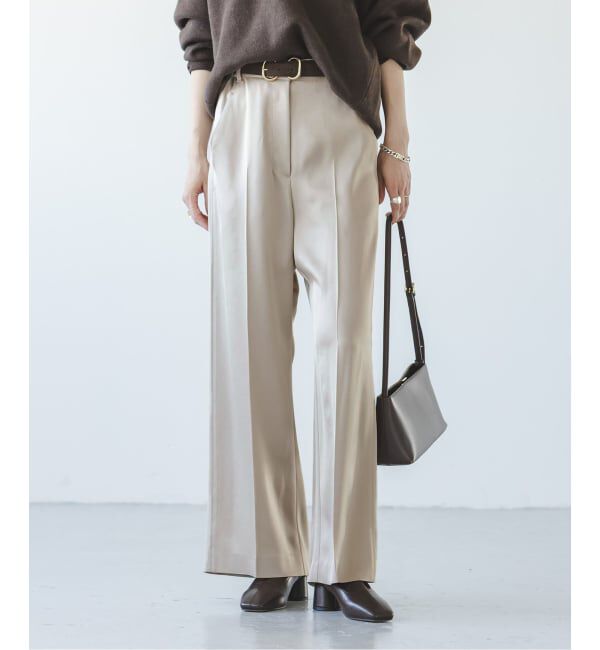 NOBLE「《追加》【洗える】ルナサテンベルテッドパンツ」|スラックス|