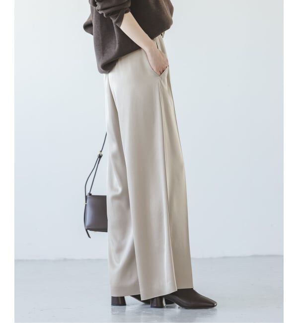 NOBLE「《追加》【洗える】ルナサテンベルテッドパンツ」|スラックス|