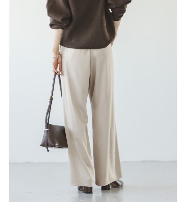 NOBLE「《追加》【洗える】ルナサテンベルテッドパンツ」|スラックス|