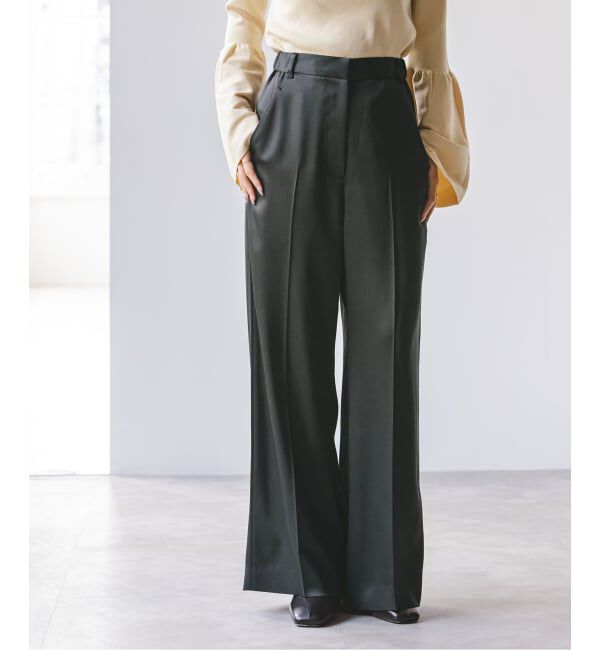 NOBLE「《追加》【洗える】ルナサテンベルテッドパンツ」|スラックス|