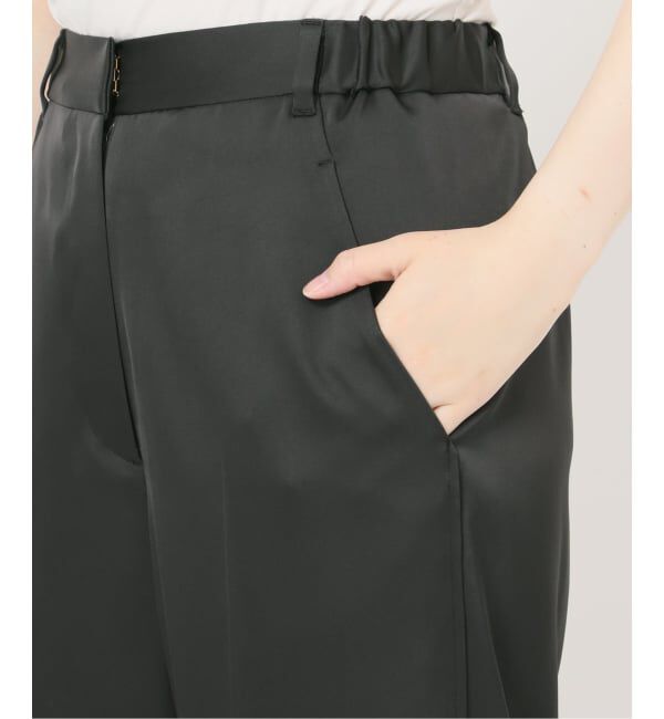 NOBLE「《追加》【洗える】ルナサテンベルテッドパンツ」|スラックス|